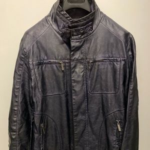 Zara Man Dark Blue Faux Leather Jacket (L)